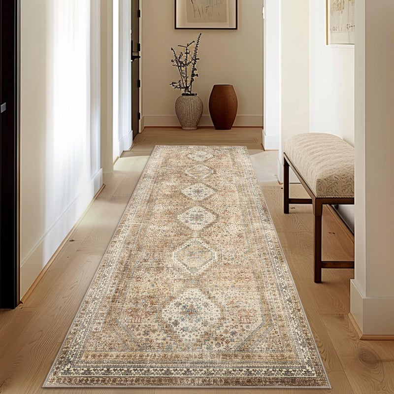 GENIMO Runner Rug 2x10  Non Slip Hallway Runner Rugs  Machine Washable Low Pile Lightweight Retro Mat for Living Room  Entryway  Bedroom  Kitchen and Passage - Image 2