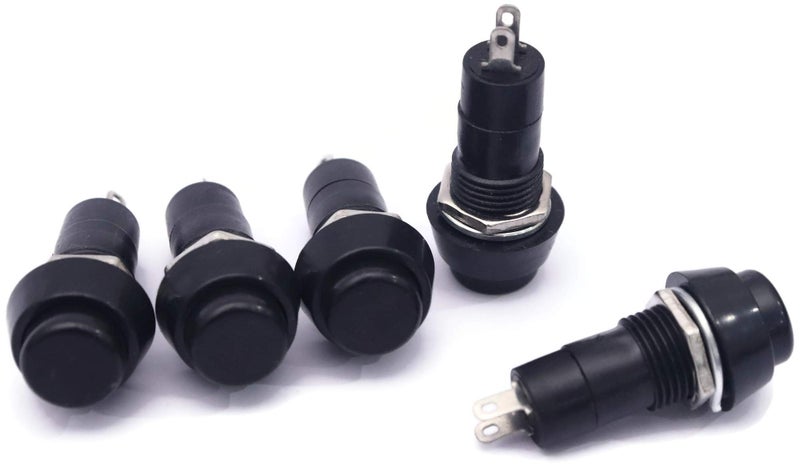 Electronicspices Electronic Spices PACK OF 5 On/Off 2 pin Self-Locking Latching Push Button Switch Locking Car, Boat Dashboard IN BLACK - Image 2