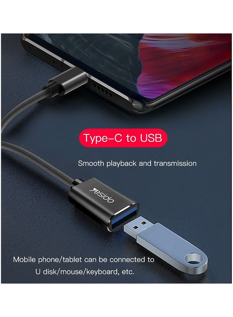 يسيدو Yesido GS01 الهاتف المحمول Type-C أنثى USB إلى ذكر من النوع C محول نقل البيانات OTG - أسود - Image 3
