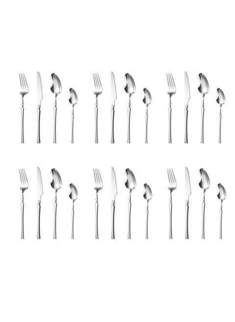 24-Piece Elegant Stainless Steel Flatware Set Silver