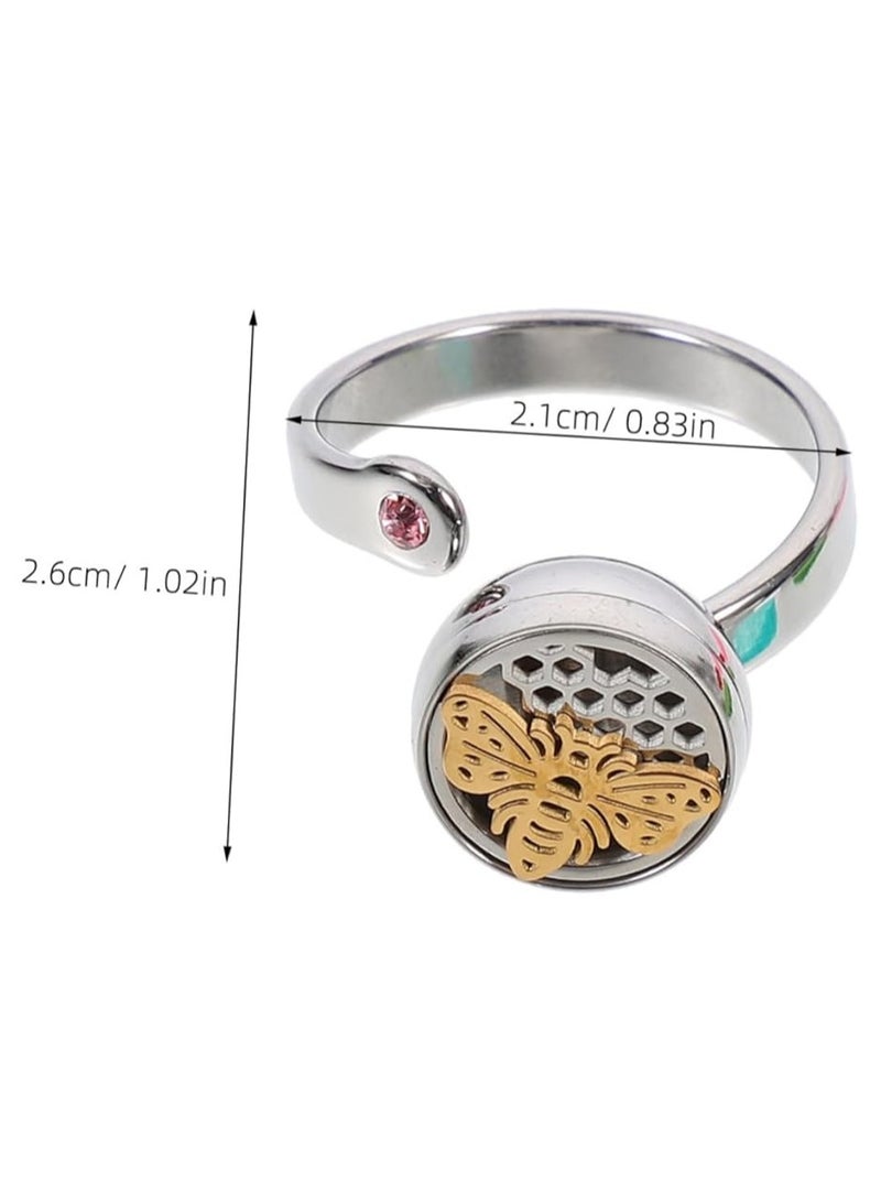 Aromatherapy Essential Oil Ring Rings Women Finger Steel Adjustable Open Ladies Gold The Ring - Image 4