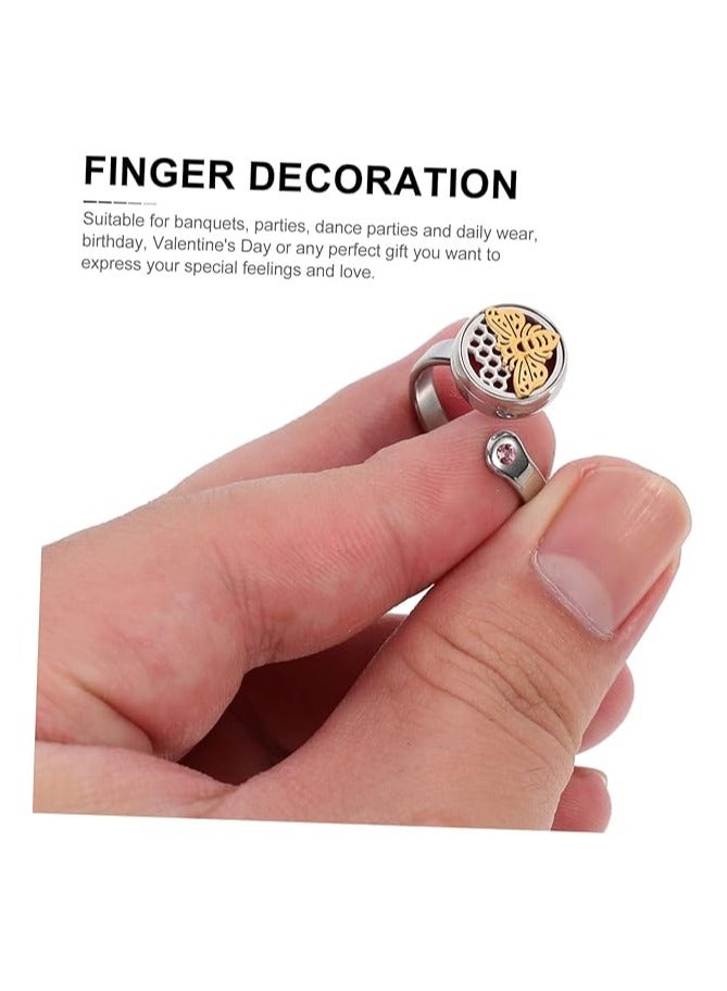 Aromatherapy Essential Oil Ring Rings Women Finger Steel Adjustable Open Ladies Gold The Ring - Image 5