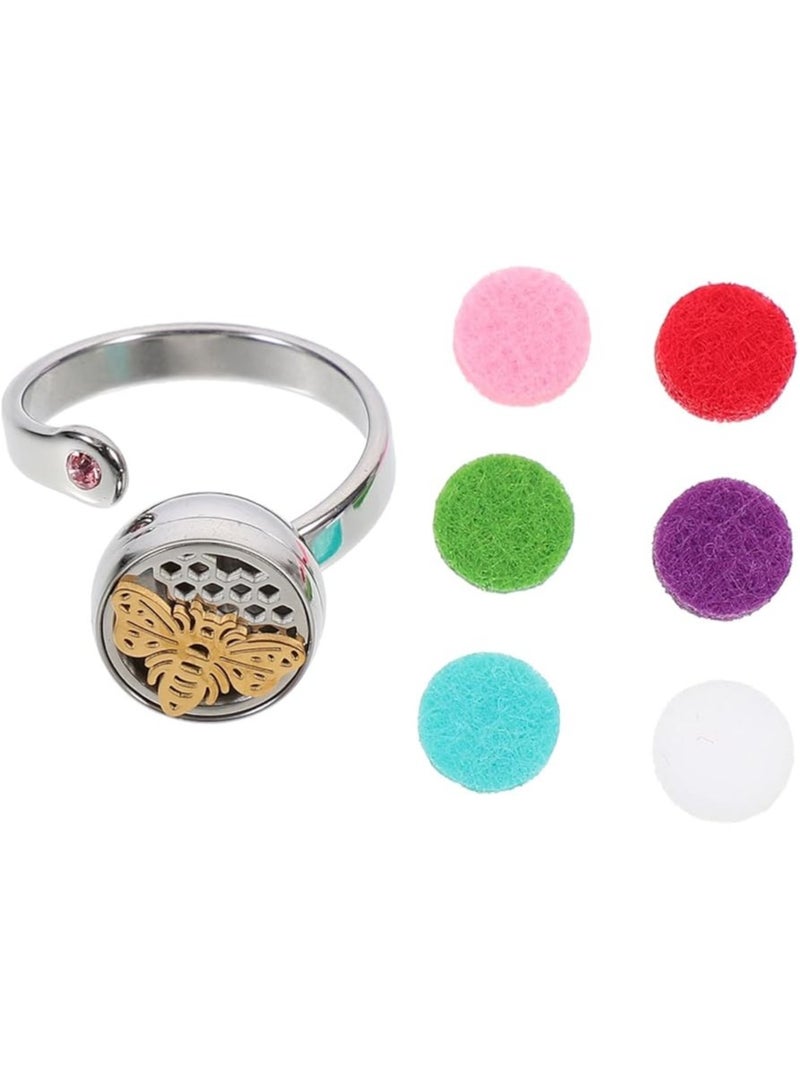 Aromatherapy Essential Oil Ring Rings Women Finger Steel Adjustable Open Ladies Gold The Ring - Image 3