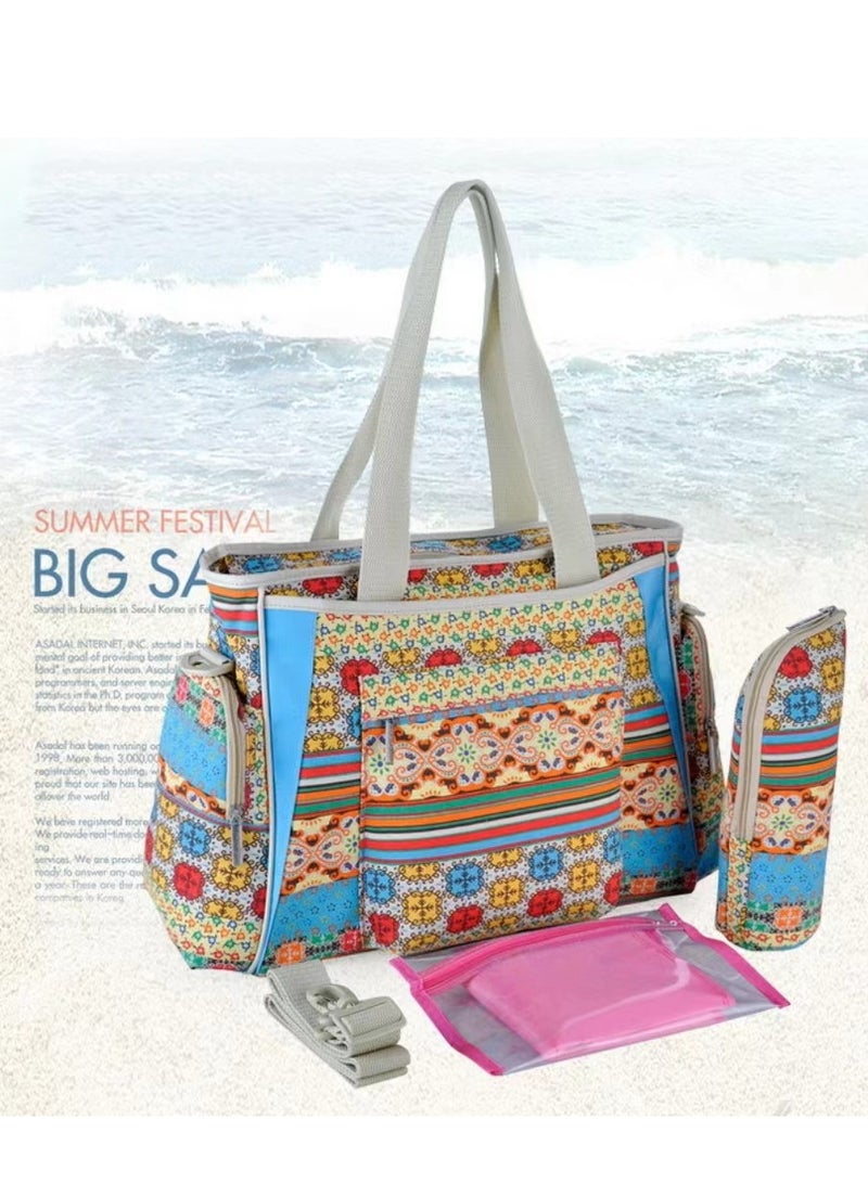 insular Cotton Canvas Multi Functional Mommy Bag Mommy Bag Multi Functional Large Capacity Crossbody Maternal And Child Outgoing Bag 