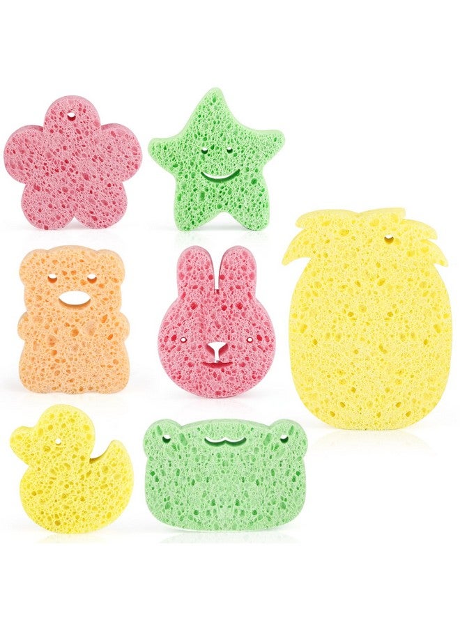 Cositina 7 Pieces Baby Bath Sponge Soft Natural Bath Sponge Cute Animals Fun Shower Body Cleaning Sponges for Baby Kids Infants Toddler - Image 1