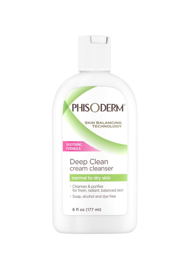 Phisoderm Deep Cleaning Cream Cleanser for Normal to Dry Skin 6 177 ml alcohol free soap free dermatologist tested facial wash Packaging May Vary 5210 36 Fl Oz Pack of 6 - Image 2