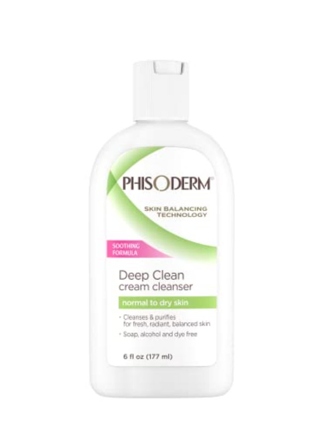 Phisoderm Deep Cleaning Cream Cleanser for Normal to Dry Skin 6 177 ml alcohol free soap free dermatologist tested facial wash Packaging May Vary 5210 36 Fl Oz Pack of 6 - Image 1