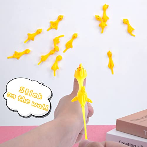 POPLAY 42PCS Flying Chicken Slingshot, Party Favors Treasure Box Toys for Classroom, Flicking Rubber Chickens Funny Gag Gift for Kids & Adults, Novelty Classroom Exchange Gifts - Image 3