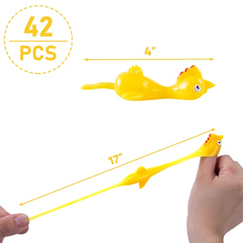POPLAY 42PCS Flying Chicken Slingshot, Party Favors Treasure Box Toys for Classroom, Flicking Rubber Chickens Funny Gag Gift for Kids & Adults, Novelty Classroom Exchange Gifts - Image 2