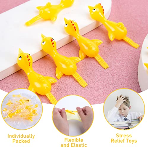 POPLAY 42PCS Flying Chicken Slingshot, Party Favors Treasure Box Toys for Classroom, Flicking Rubber Chickens Funny Gag Gift for Kids & Adults, Novelty Classroom Exchange Gifts - Image 5