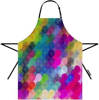 Moslion Polka Dot Apron 31x27 Inch Rainbow Color Dot Spots Circles Mosaic Plaid Gingham Kitchen Chef Waitress Cook - Image 1