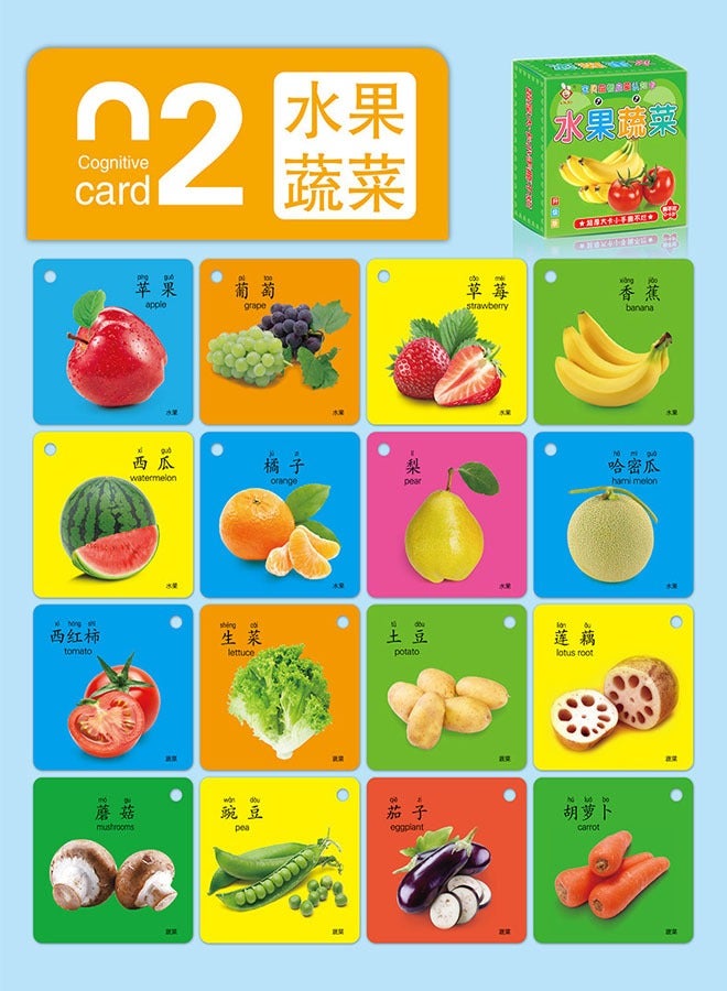 Children's double-sided educational toy literacy card, the baby enlightenment fruit card has a picture cognitive early education card - Image 3