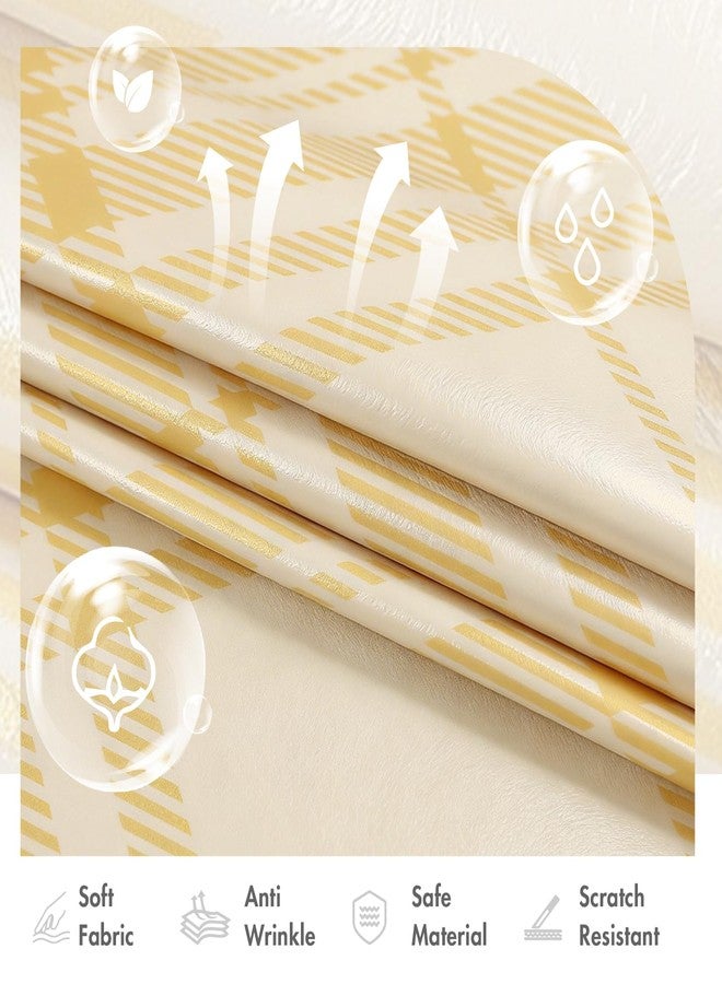 Quantum Love Heavy Duty Vinyl Tablecloths Rectangular Waterproof Plastic Yellow Table Cloth Wipeable Washable Table Cover for Dining Birthday Living Room Gathering (55'' x 78'',Lemon Stripe Check) - Image 3