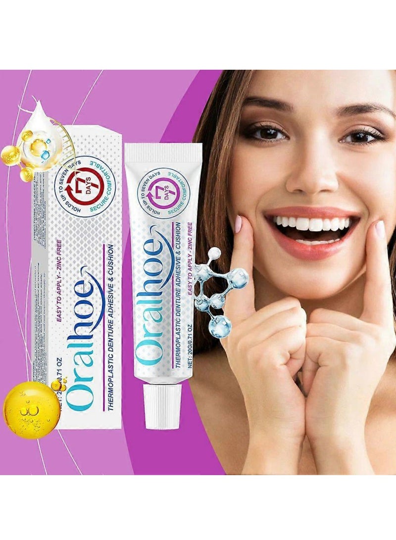 ORALHOE Thermoplastic Denture Adhesive, Cushion Grip Soft Reliner for Upper and Lower Dentures, Long-Holding Denture Grip for Up to 7 Days - Image 2
