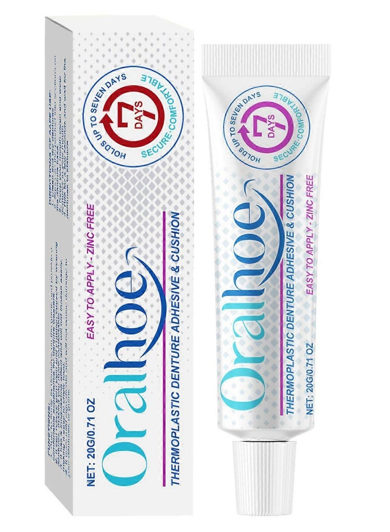 ORALHOE Thermoplastic Denture Adhesive, Cushion Grip Soft Reliner for Upper and Lower Dentures, Long-Holding Denture Grip for Up to 7 Days - Image 1