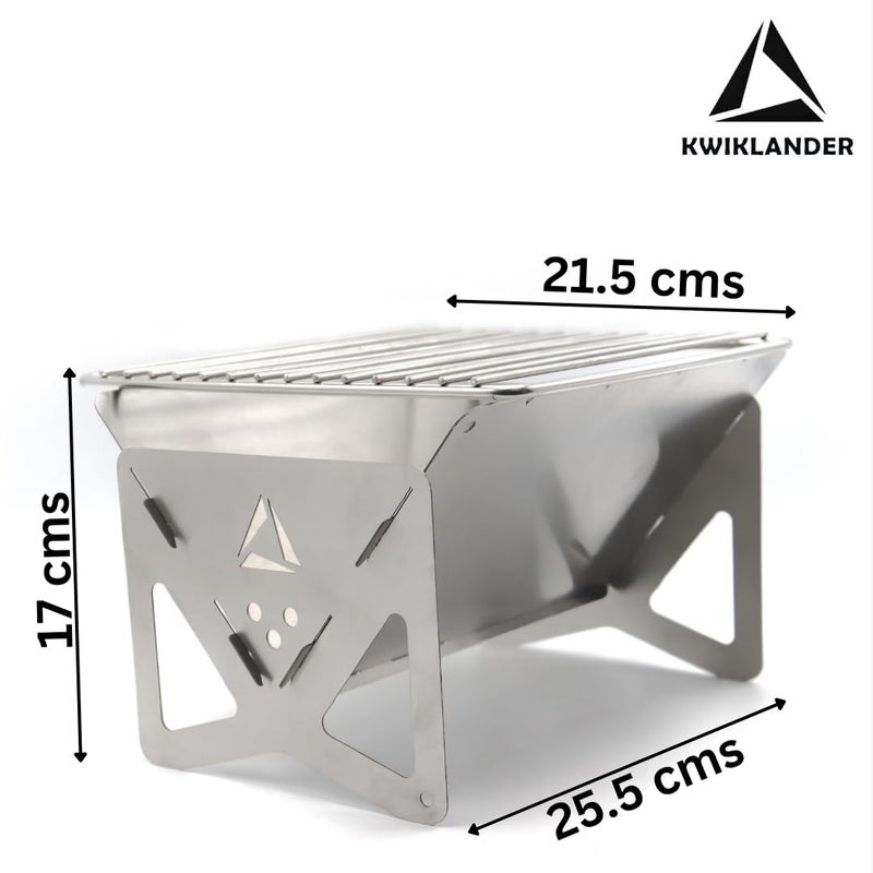 KWIKLANDER ® شواية باربكيو محمولة صغيرة من الفولاذ المقاوم للصدأ - شواية فحم للتخييم - شواية تندور قابلة للطي - Image 4