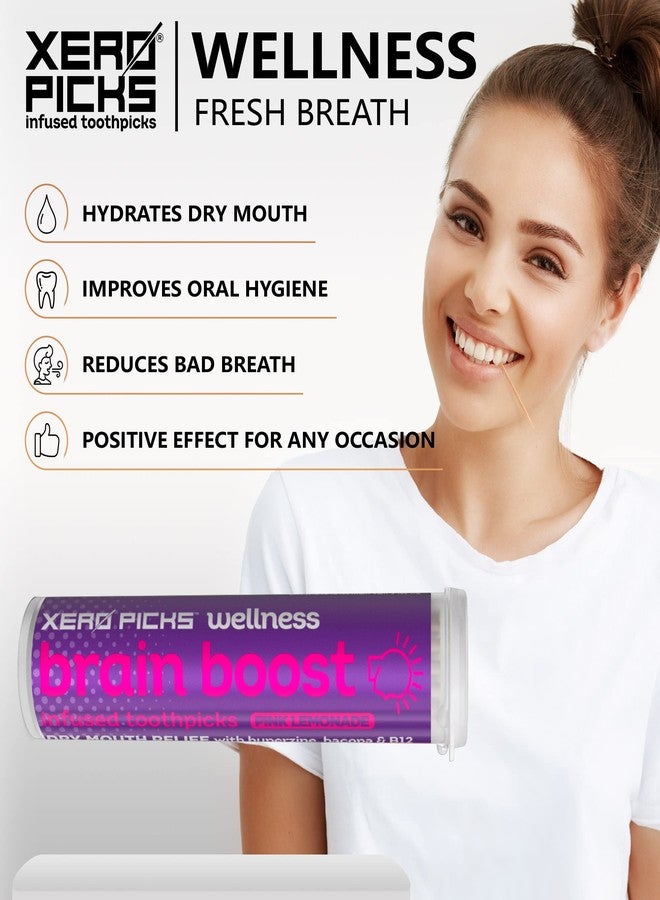Xero اللقطات زيرو بيكس ويلنس - أعواد أسنان بنكهات متنوعة - للوقاية من جفاف الفم - 60 عودًا - عبوة من 3 قطع - بنكهة الليمون الوردي - لتعزيز وظائف الدماغ - يحتوي على الهوبرزين، والباكوبا، وفيتامين ب12 - Image 3