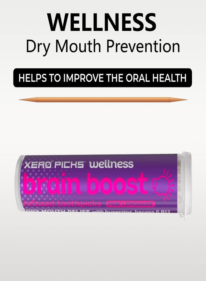 Xero اللقطات زيرو بيكس ويلنس - أعواد أسنان بنكهات متنوعة - للوقاية من جفاف الفم - 60 عودًا - عبوة من 3 قطع - بنكهة الليمون الوردي - لتعزيز وظائف الدماغ - يحتوي على الهوبرزين، والباكوبا، وفيتامين ب12 - Image 2