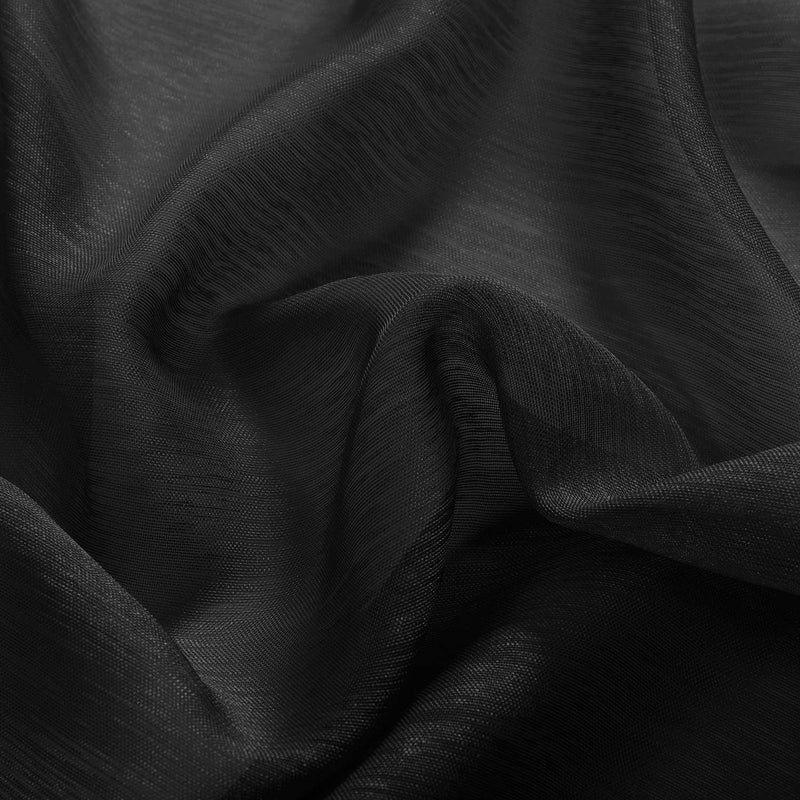 DONREN Sheer Curtain Panels 72 Inches Long Ring Top Window Treatment Textured Voile Drapes for Living Room Jet Black Set of 2 - Image 5