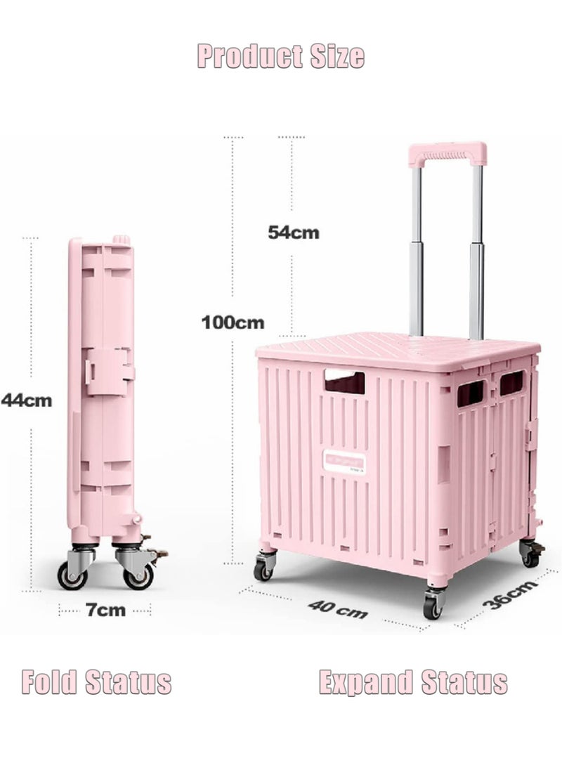 MissTiara - Camping Foldable Box 65L Foldable Utility Rolling Shopping Cart with Telescoping Handle and 360 Degree Universal Wheels for Outdoor Camping and Hiking Tourist Shopping - Image 1