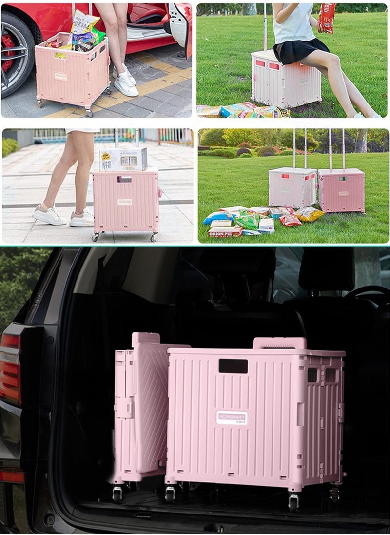 MissTiara - Camping Foldable Box 65L Foldable Utility Rolling Shopping Cart with Telescoping Handle and 360 Degree Universal Wheels for Outdoor Camping and Hiking Tourist Shopping - Image 1