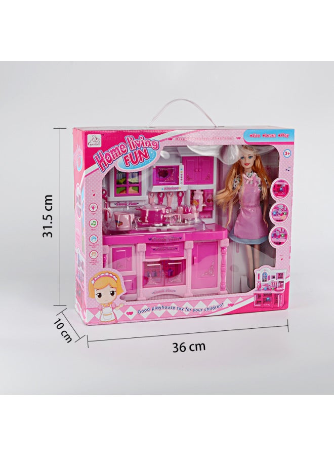 Children's Play Series Toys Multifunctional 3-4-5 Years Old Girl's Simulation Kitchenware Tableware Toy Set-Color:2078-7A Size 29.5x9x31.5 - Image 4