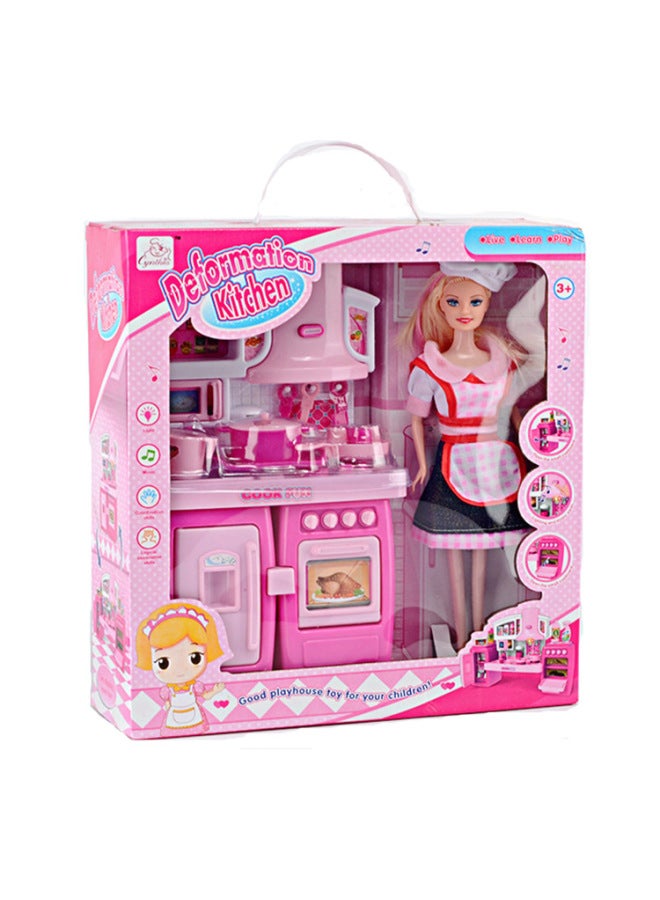 Children's Play Series Toys Multifunctional 3-4-5 Years Old Girl's Simulation Kitchenware Tableware Toy Set-Color:2078-7A Size 29.5x9x31.5 - Image 2