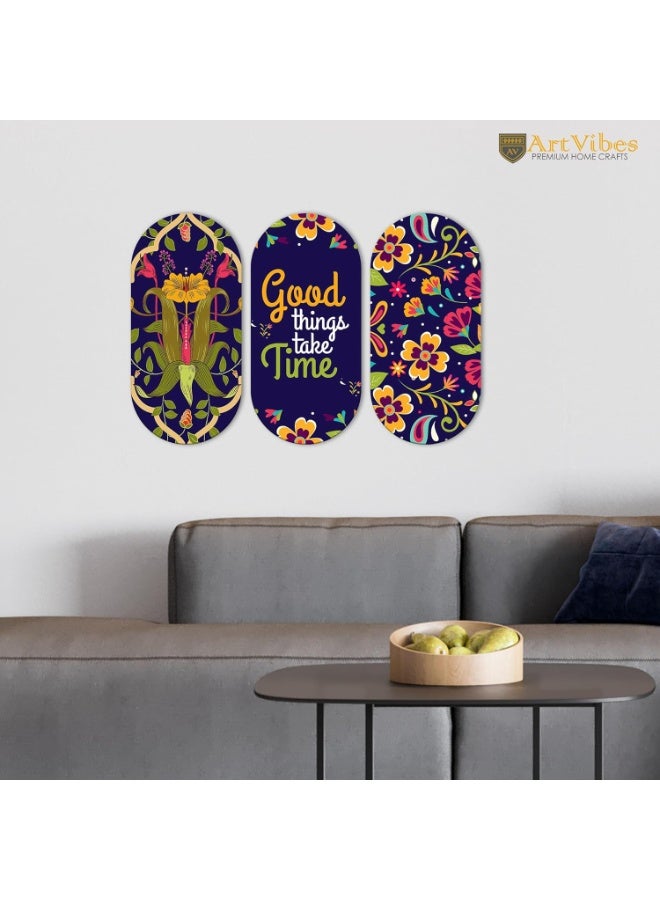 Artvibes Positive Quote Wooden Wall Hanging Decoration Items for Home | Gifts | Bedroom | Wooden Wall Hanger | Mdf Wall Decoration for Living Room | Artworks (WH_9026N), Set of 3 - Image 4
