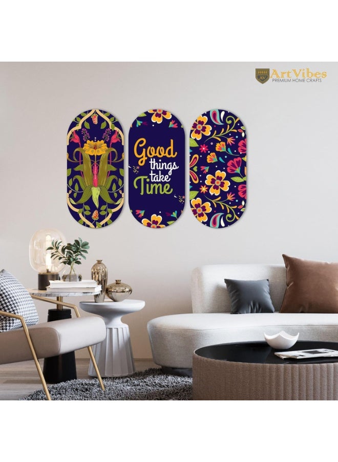 Artvibes Positive Quote Wooden Wall Hanging Decoration Items for Home | Gifts | Bedroom | Wooden Wall Hanger | Mdf Wall Decoration for Living Room | Artworks (WH_9026N), Set of 3 - Image 5