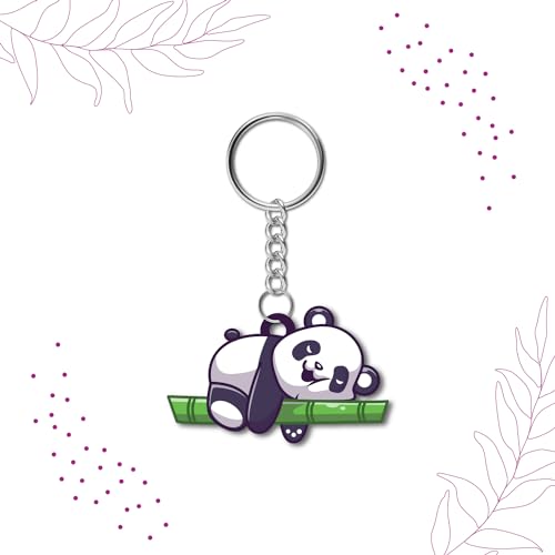 Bhai Please Sleeping Panda Wooden Keychain For Car, Bike, Office, Home (Pack Of 1) Multicolour Key Chain With Ring | Gift For Men, Women, Girls, Boys, Him And Her, Multi-Coloured - Image 3
