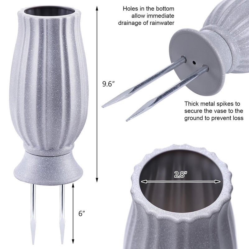 Bocola Cemetery Vase for Grave Decorations with Metal Spike Headstones Flower Holder for Atificial Flowers Fake Floral Outdoor Tombstone Markers memorials Sympathy for Loss of Loved Ones - Image 2