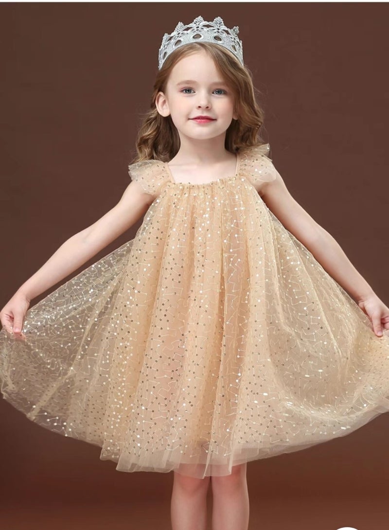 A.M Summer Gold Sequin Kid Girl Tutu Dress Design - Image 1