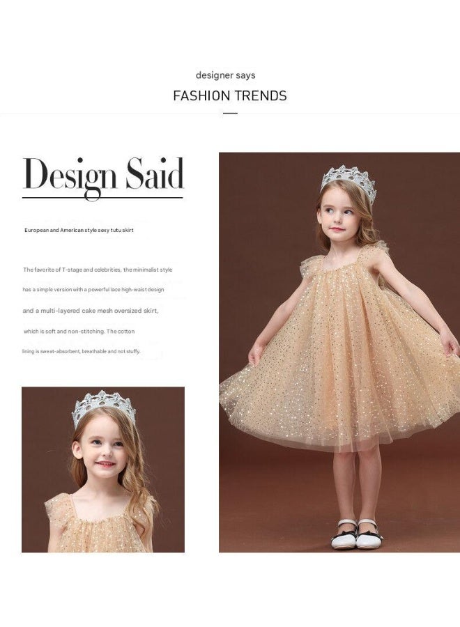 A.M Summer Gold Sequin Kid Girl Tutu Dress Design - Image 5