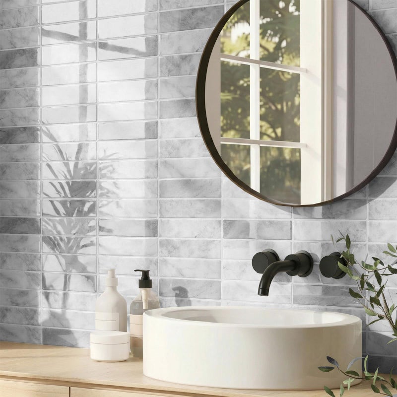 Greymond Peel and Stick Tile Backsplash - 10 Pack Marble Self Adhesive Subway Wall Tiles 11.42'' x 9'' for Kitchen, Bathroom (White Grey) - Image 4