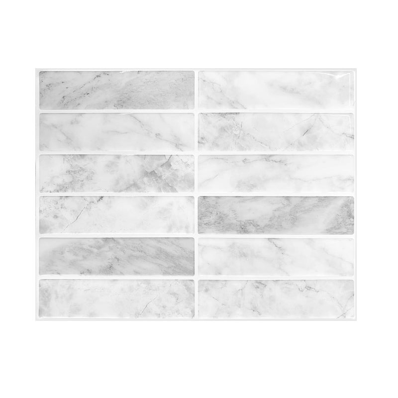Greymond Peel and Stick Tile Backsplash - 10 Pack Marble Self Adhesive Subway Wall Tiles 11.42'' x 9'' for Kitchen, Bathroom (White Grey) - Image 1