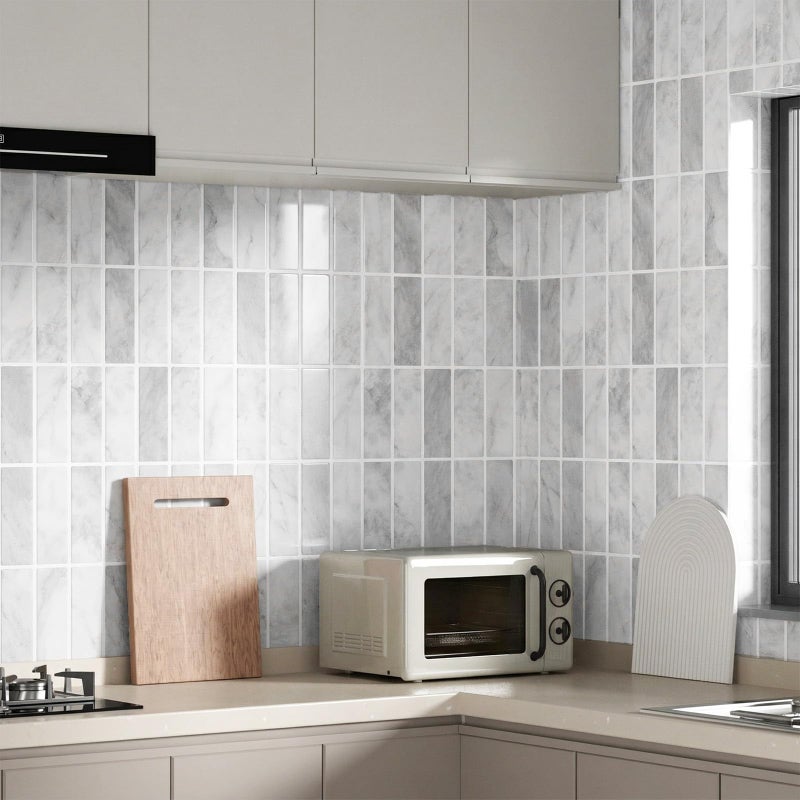 Greymond Peel and Stick Tile Backsplash - 10 Pack Marble Self Adhesive Subway Wall Tiles 11.42'' x 9'' for Kitchen, Bathroom (White Grey) - Image 5