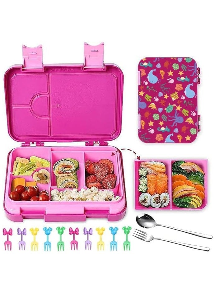 Bento Boxes for Kids and Toddlers 710ml Bento Lunch Box with 6 Compartments Ideal Portion Sizes for Ages 3 to 7 Portion-Controlled Meals for Teens & Adults BPA-Free Dishwasher Safe - Image 1