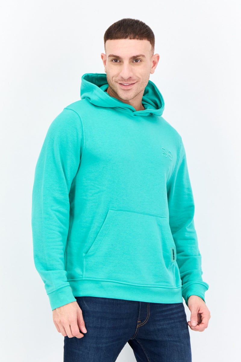 CROSSHATCH Men Hooded Embroidered Logo  Long Sleeves Sweatshirt, Green - Image 1