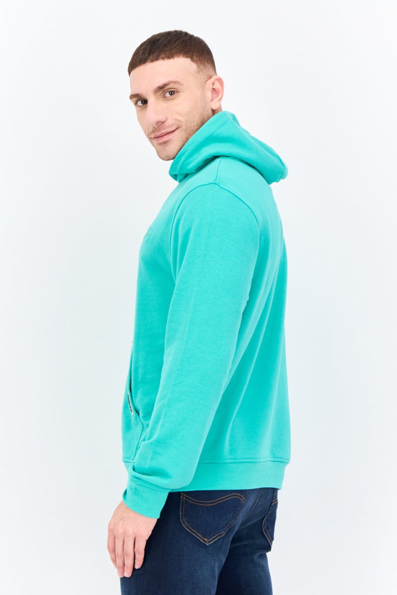 CROSSHATCH Men Hooded Embroidered Logo  Long Sleeves Sweatshirt, Green - Image 2