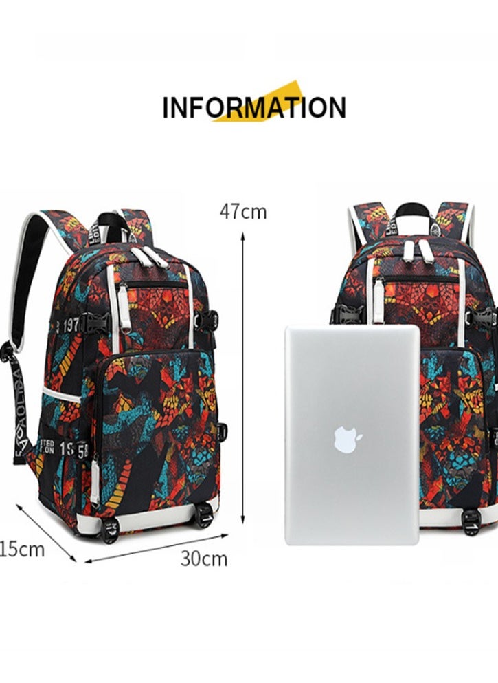 Generic - Student Bookbag Printed Waterproof Outdoor Travel Double Backpack - Image 1