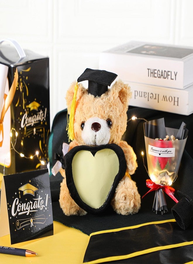 Seenelling Graduation Bear Gifts Set Graduation Stuffed Bear with Heart Picture Frame Stuffed Animal Gift Card Holder Soap Artificial Flower Congrats Grad Card Graduation Box Graduation Gifts - Image 2