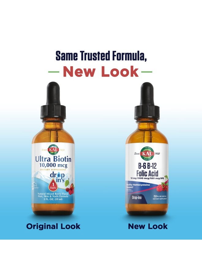 Vitamin B6 B12 Folic Acid Dropins Liquid Vitamin B Supplement Drops Heart Health Energy Red Blood Cell Support With Methyl B12 And Methyl Folate Natural Mixed Berry Flavor 59 Servings 2Oz