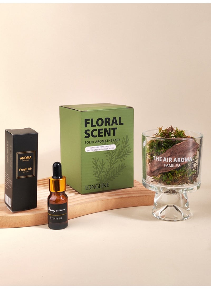 Aromancy Pine Moss Aromatherapy Diffuser Gift Set Natural Moss Glass Aroma Cup with 10ML Essential Oil Decorative Home Fragrance Diffuser for Living Room Office Bedroom Ramadan Gift - Image 3