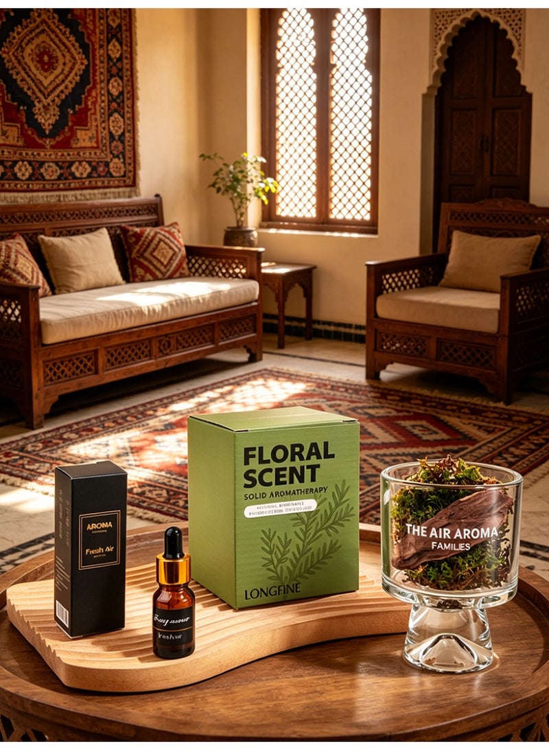 Aromancy Pine Moss Aromatherapy Diffuser Gift Set Natural Moss Glass Aroma Cup with 10ML Essential Oil Decorative Home Fragrance Diffuser for Living Room Office Bedroom Ramadan Gift - Image 4