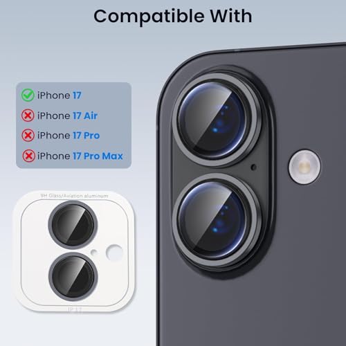 Lensarmor® Compatible With Black iPhone 17 Camera Lens Protector – 9H Tempered Glass, Premium iPhone 17 Lens Cover, Scratch Resistant, Flash-Friendly Camera Protector - Image 2