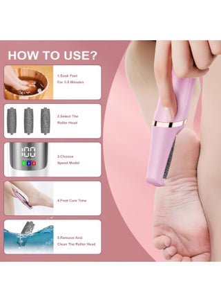 Callus Remover for Feet Rechargeable, Smooth Pedicure Wand Electric Foot File, Professional Pedicure Tools Kits Foot Scrubber for Smoother Feet Ideal Gift, Pedicure Kit Feet Care for Dead Dry Skin - view 5