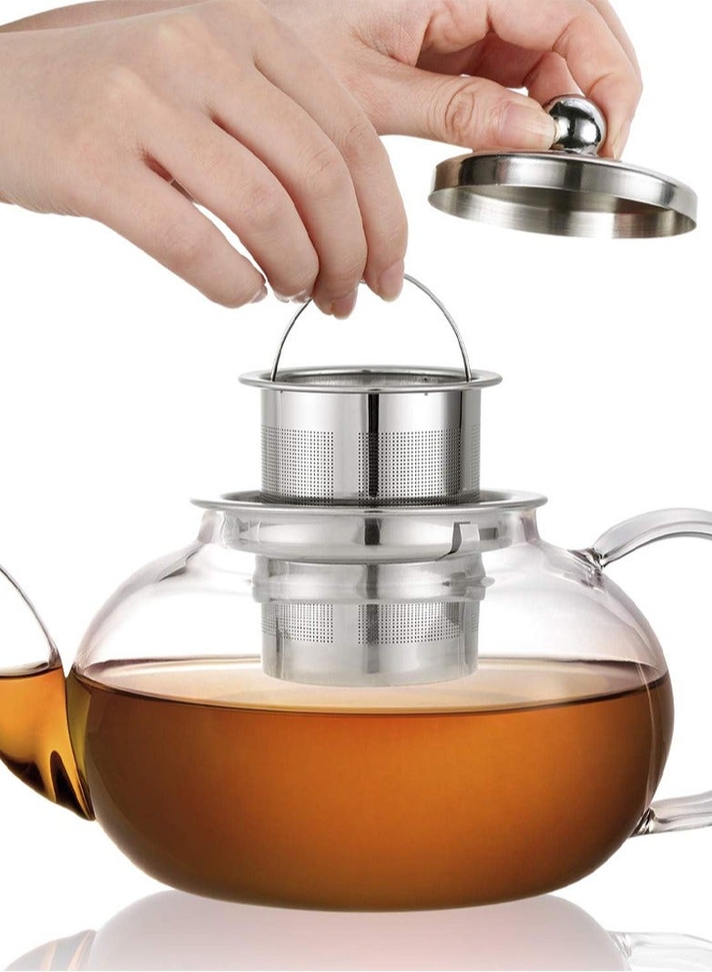 Tealand Durable Unbreakable Quickly Brew Borosilicate Glass Teapot with Reusable Drip Cone Stainless Filter 8 cups Thickened Heat Resistant 1 Liter - Image 3