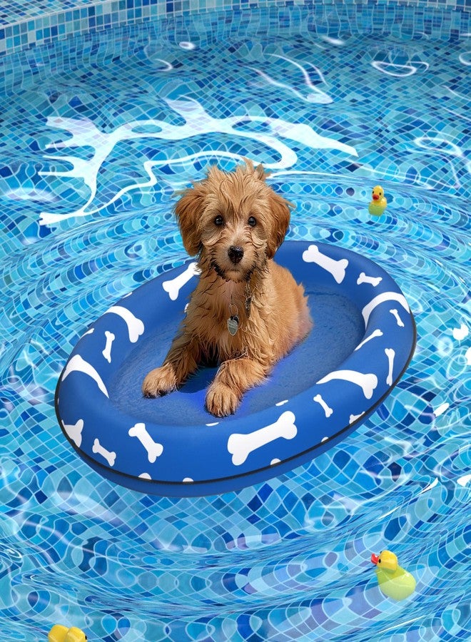 Pet Soft Dog Float Raft - Inflatable Dog Swimming Float for Summer (Small, Blue Bone) - Image 1