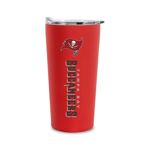 Rico Industries NFL Football Tampa Bay Buccaneers 18oz Soft Touch Easy Grip Tumbler - Image 1