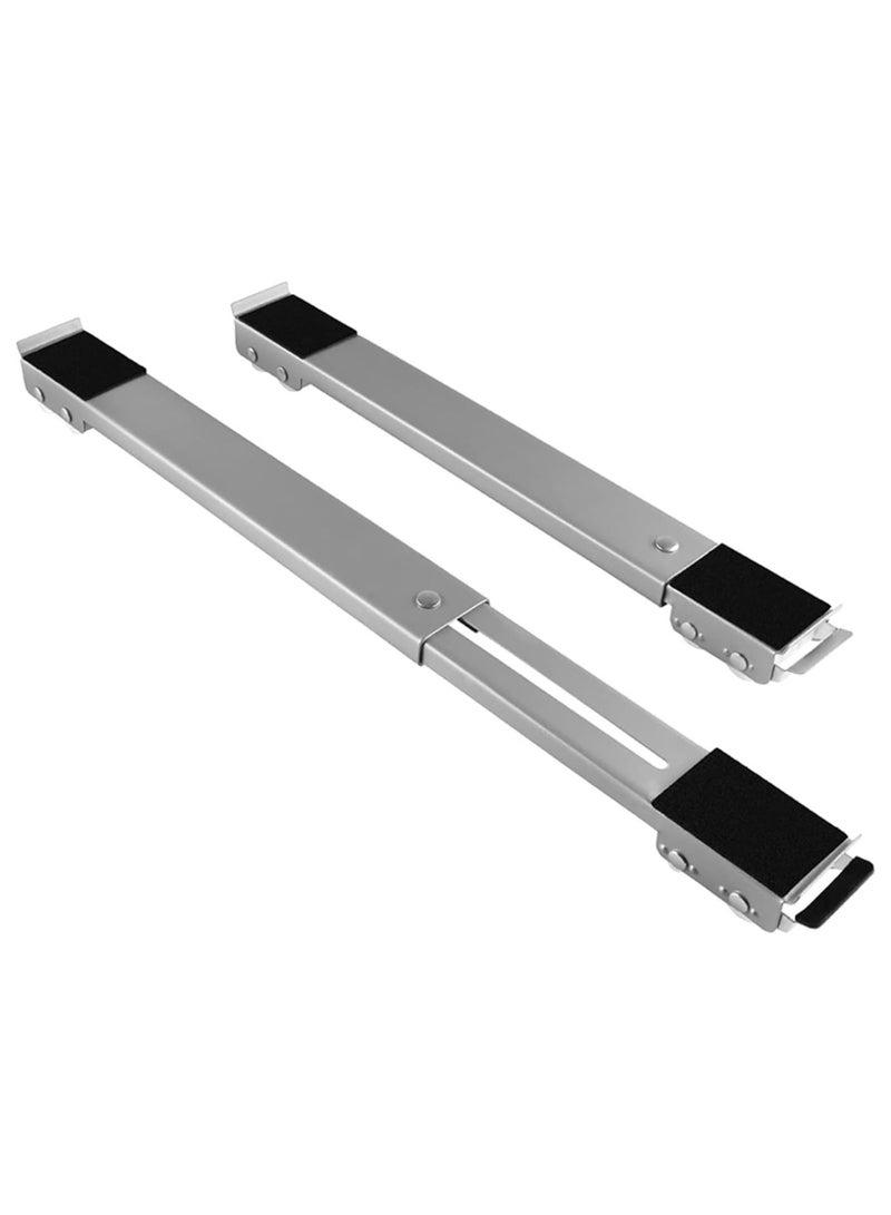 NANAO حامل أجهزة قابل للتعديل وقوي، قاعدة متحركة قابلة للتعديل للغسالة، الثلاجة والمجفف، 24 عجلة قابلة للقفل، وسادات مضادة للانزلاق، إطار معدني قوي، يتحمل حتى 660 رطل (رمادي) - Image 1